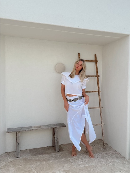 Laneway The Label Dresses & Skirts - Laneway the label White Midi Skirt with Slit and Decorative Belt